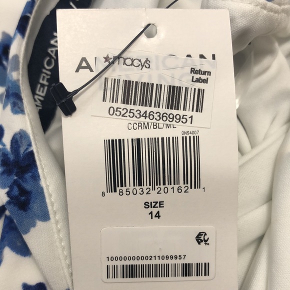 🌻NWT American Living Blue Floral One Sleeve Dress - Picture 15 of 16